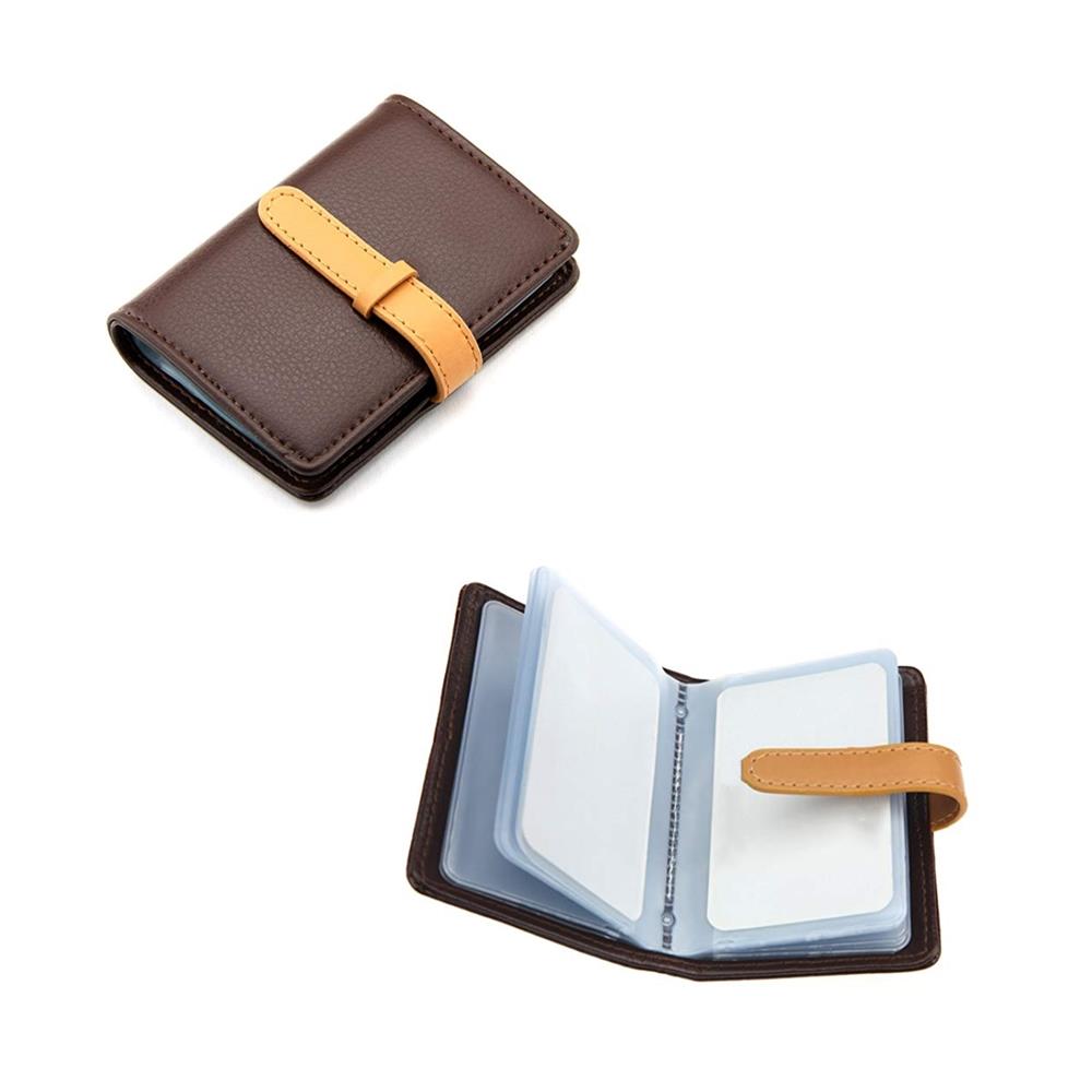 PVC Pocket Strap Closure PU Leather Card Holder Logo-5