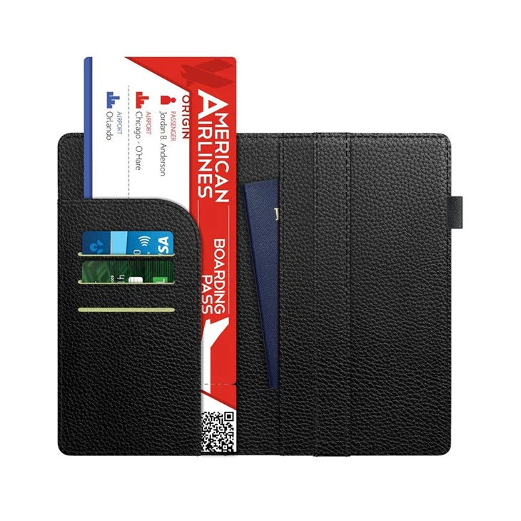 Black Leather Passport Wallet